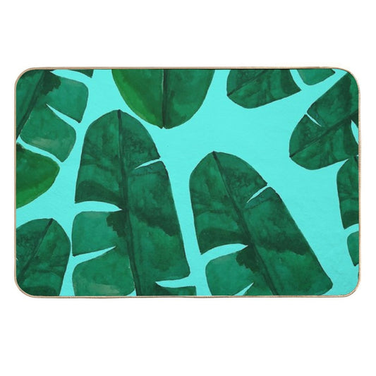 Big Monsteras in Blue  Toxin-Free Bath Mat