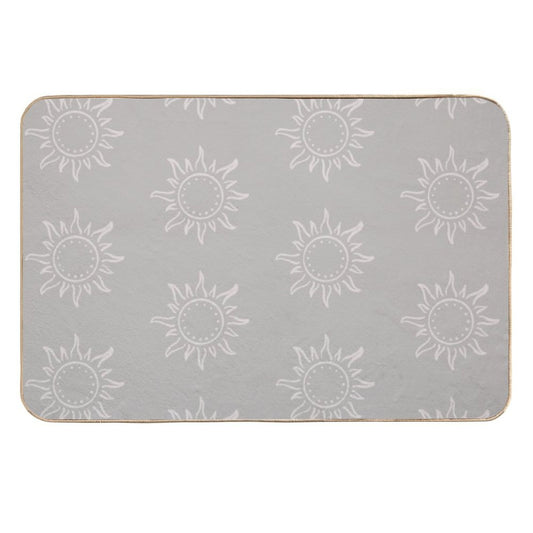 Cute Boho Sun Pattern Bohemian Aesthetic In Muted Colors Taupe  Slip-Resistant Bath Mat