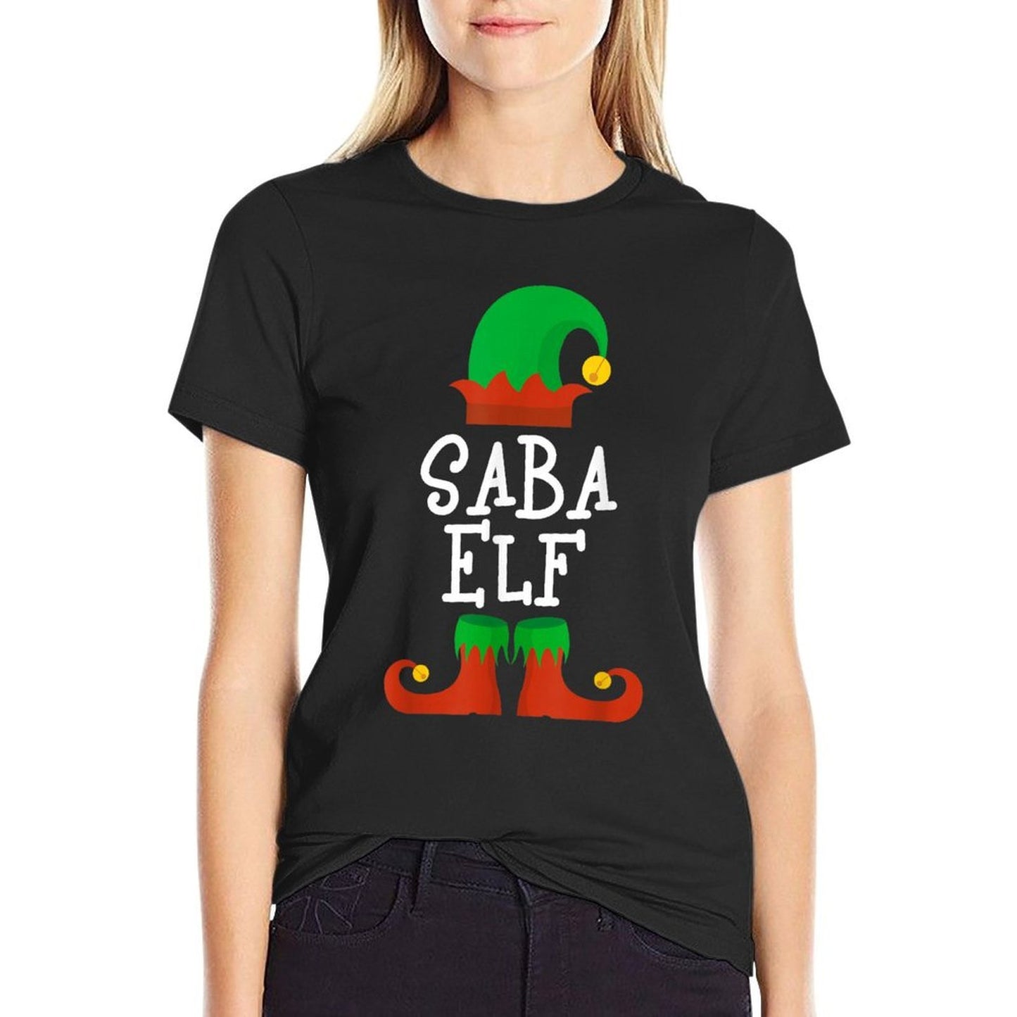Family Im The Saba Elf Christmas Matching Pajama Funny  Graphic-printed T-Shirt