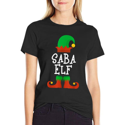 Family Im The Saba Elf Christmas Matching Pajama Funny  Graphic-printed T-Shirt
