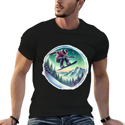 Snowboarder's Twilight Ride  Ribbed Collar T-Shirt