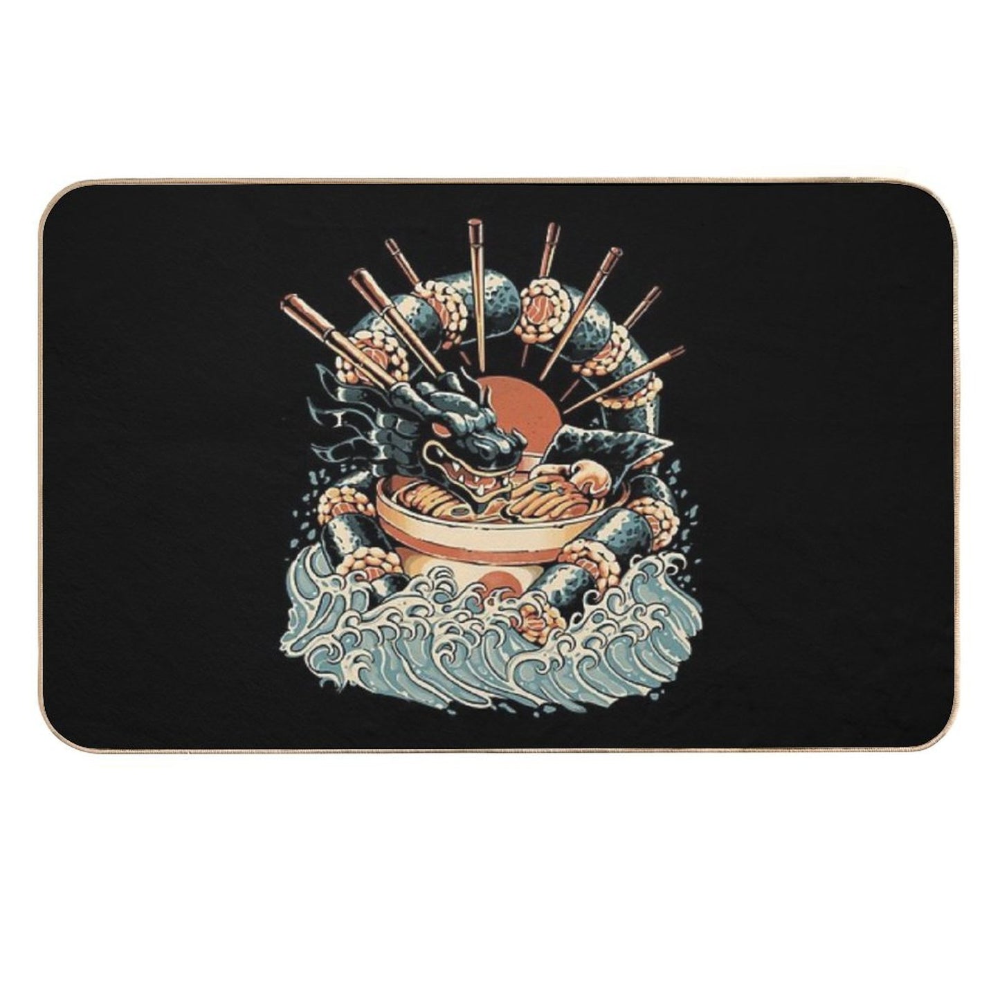 Dragon Sushi Ramen - Black Version  Easy To Clean Bath Mat