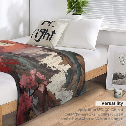 Japanese Scenic Compact Throw Blanket