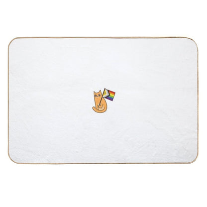 LGBTQIA+ Pride Flag Ginger Cat Sticker  Pet-Safe Bath Mat