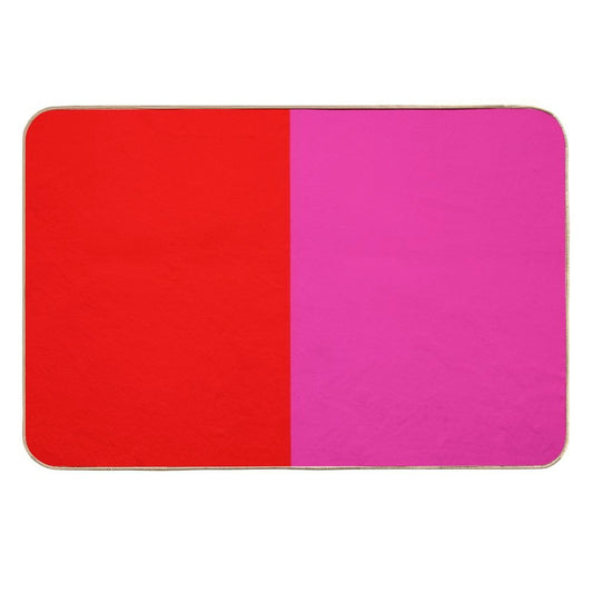 Colour Blocking Red And Pink  Repositionable Bath Mat
