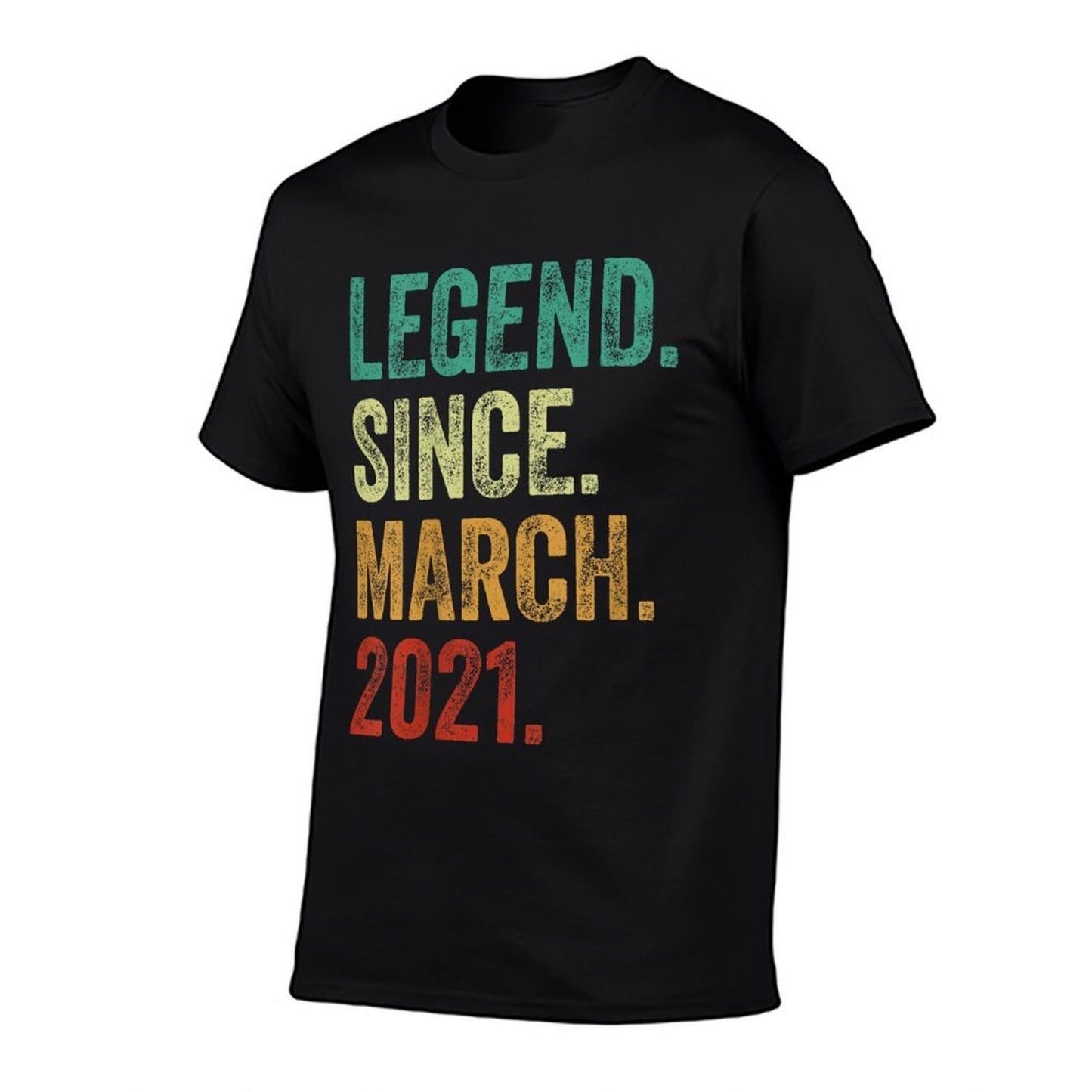 Kids 4 Years Old Legend Since March 2021 4th Birthday  Fade-proof Color T-Shirt