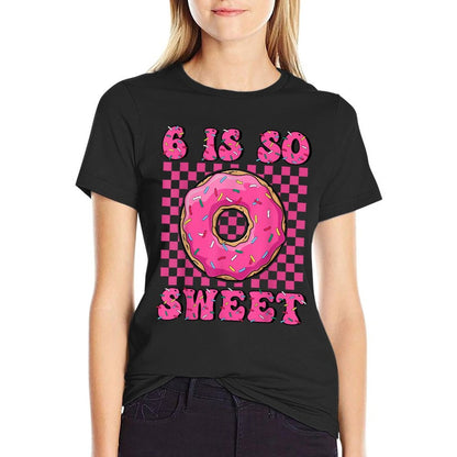 6 Is So Sweet 6th Birthday Matching Groovy Pink Donut Party  Breathable T-Shirt
