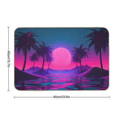 Neon Tides A Vaporwave Celebration of Oceanic Visions  Non-Slip Bath Mat