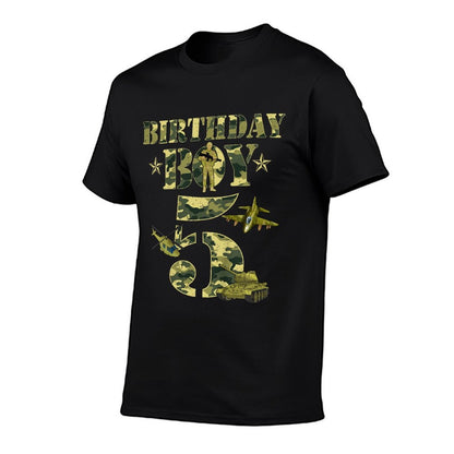 Kids 5th Birthday Military Themed Camo Boys 5 Yrs Old Soldier  Stretchy T-Shirt