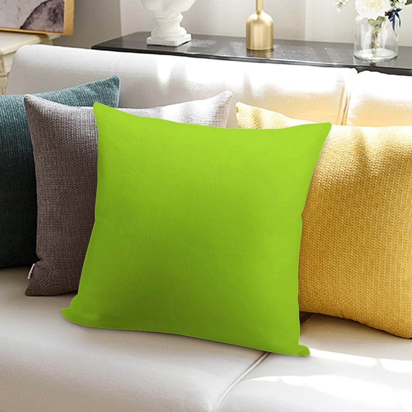 Lime Green Soft Multiple Sizes Throw Pillow
