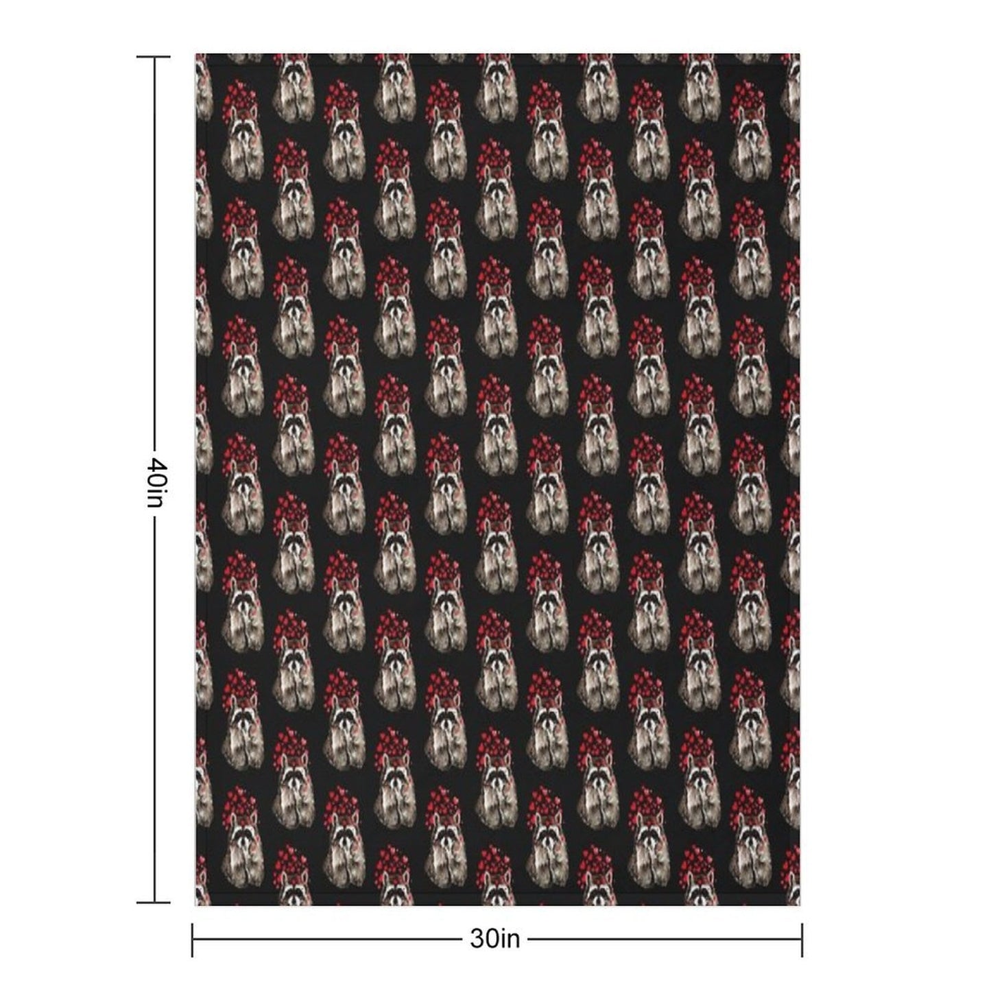 Cute Watercolor Raccoon Blowing Kisses & Hearts Sustainable Throw Blanket
