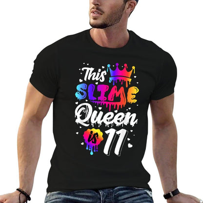This Slime Queen Is 11 Years Old 11th Slime Birthday Girls  Relaxed-fit T-Shirt
