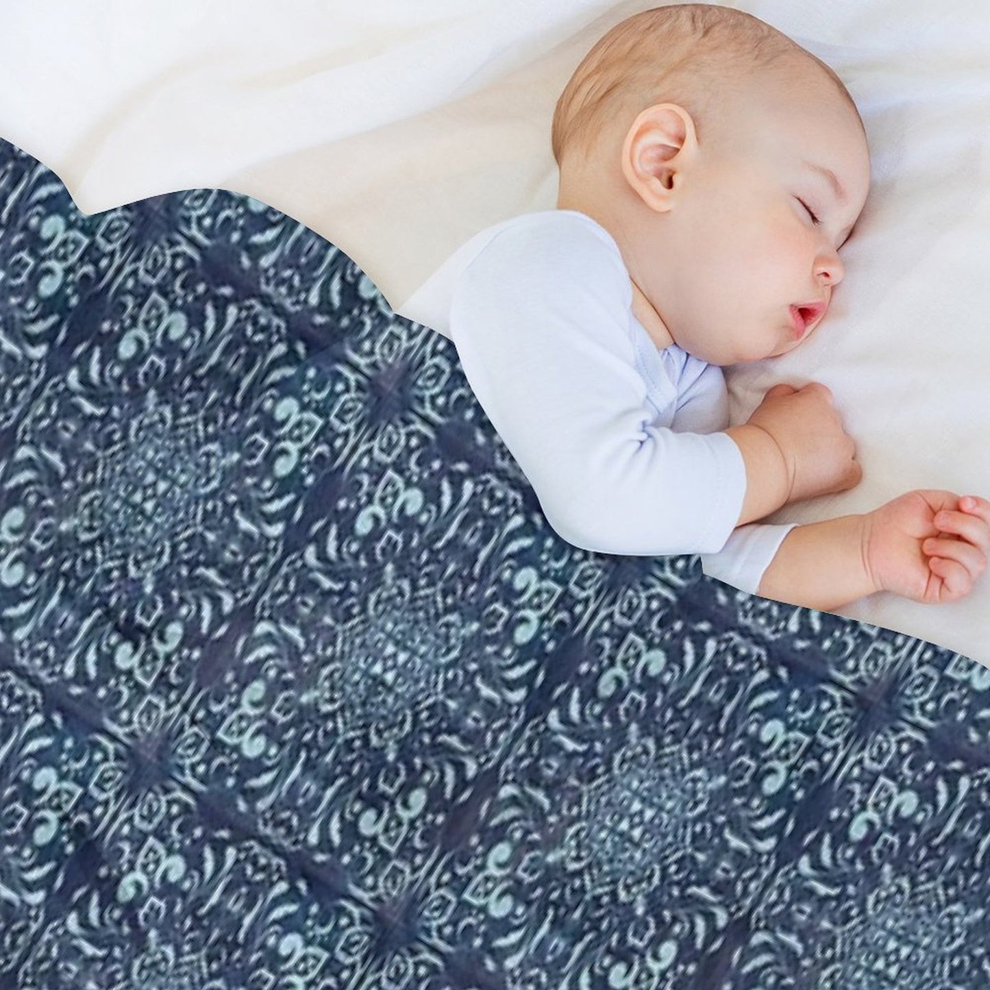 Mint Square Mandala on Space Background Versatility Throw Blanket