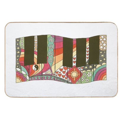 Vintage Psychedelic Keyboard  Anti-Trip Bath Mat