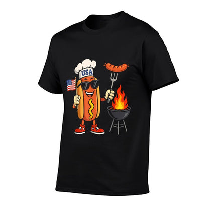 Patriotic Hot Dog BBQ Summer 4th of July American USA  Vintage-inspired T-Shirt