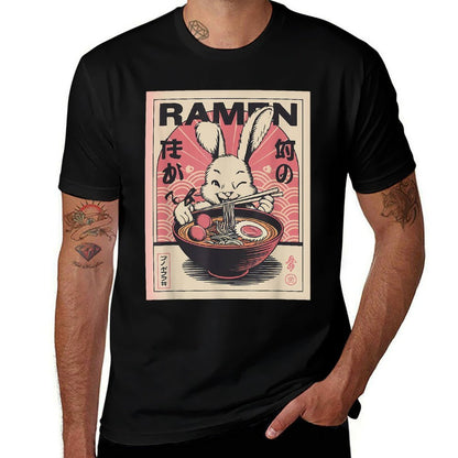 Anime Rabbit Manga Kawaii Otaku Neko Japanese Ramen Rabbit  Durable T-Shirt