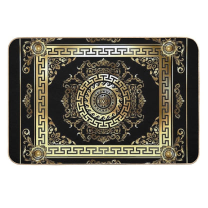 Baroque Gold Black Greek Key Meander  Odorless Bath Mat