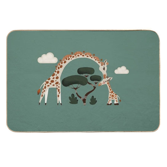 Giraffe Baby And Mom  Pet-Safe Bath Mat
