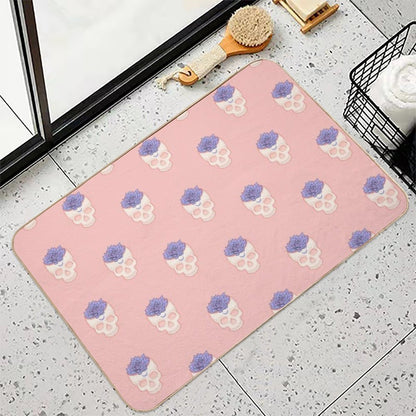 Skull Succulent  Lilac Purple  Non-Slip Bath Mat