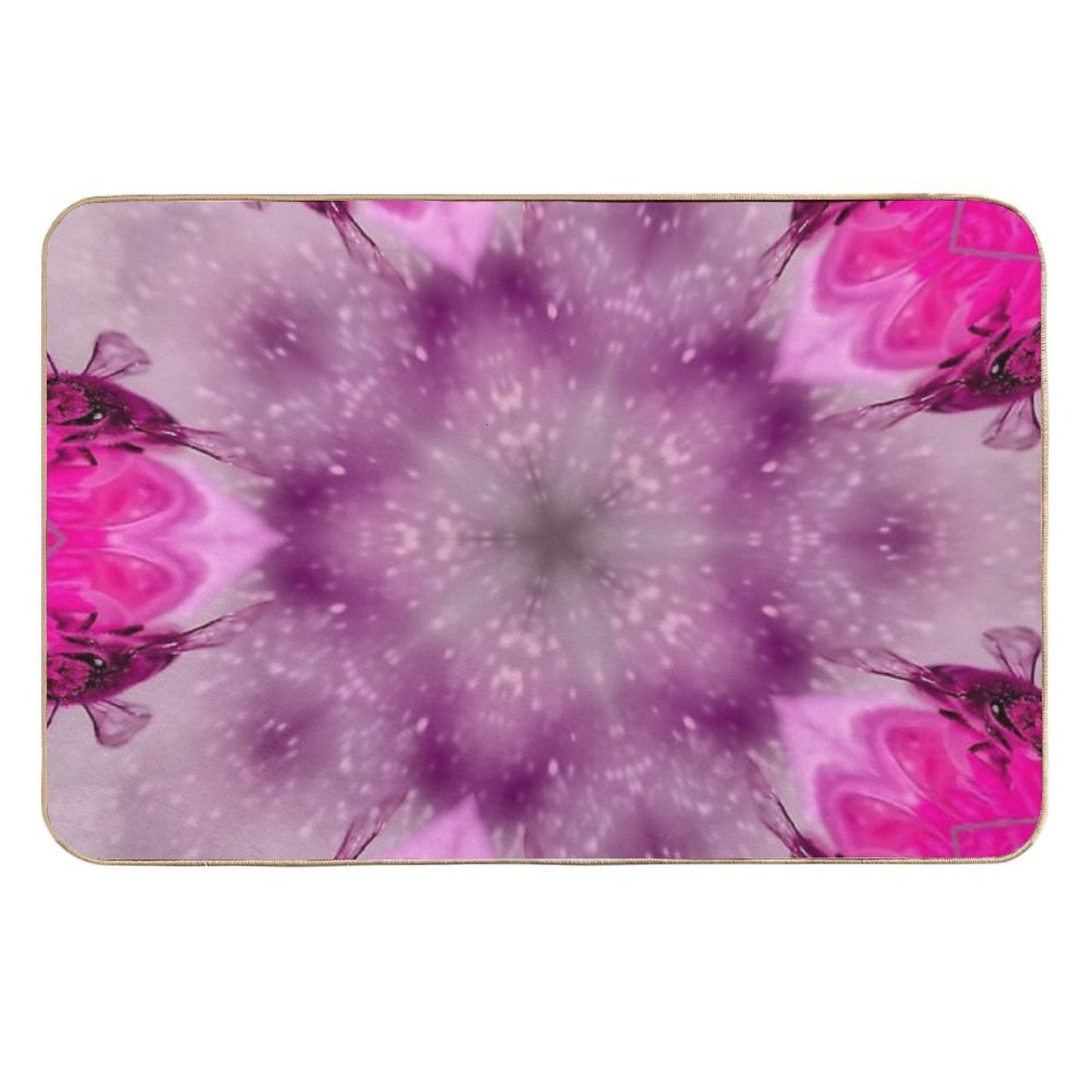 11-Circle Pink Kaleidoscope Pattern with Radiant Symmetry  Easy Maintenance Bath Mat
