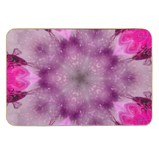 11-Circle Pink Kaleidoscope Pattern with Radiant Symmetry  Easy Maintenance Bath Mat