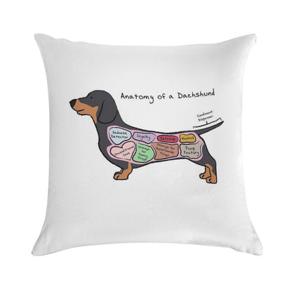 Anatomy of A Dachshund Soft Fade-Resistant Throw Pillow