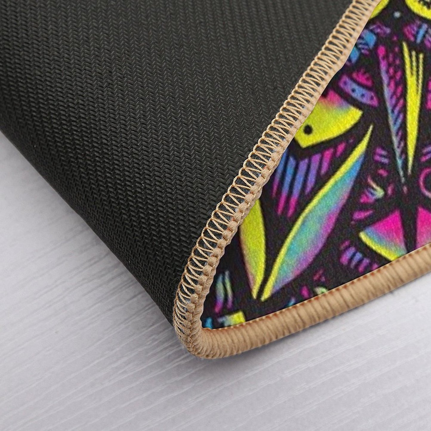 Dharma Wheel Neon Mandala Eye  Anti-Trip Bath Mat