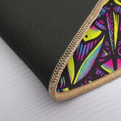 Dharma Wheel Neon Mandala Eye  Anti-Trip Bath Mat