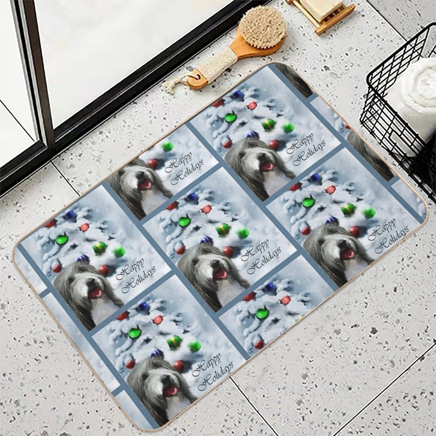 Bearded Collie Christmas Gifts  Anti-Trip Bath Mat