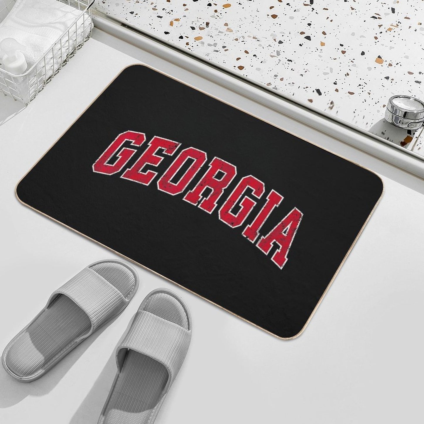 Mens Womens Kids Georgia GA Vintage Sports Red Varsity Style  Long-Lasting Bath Mat