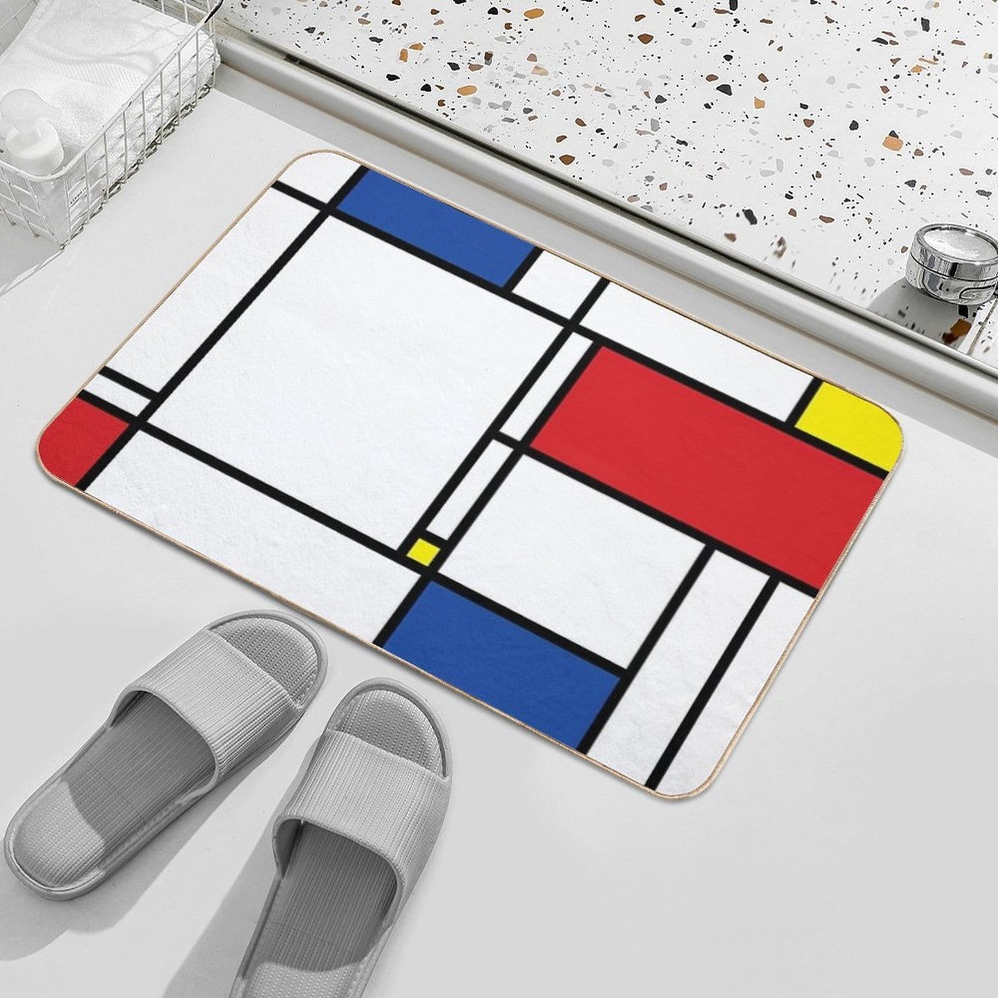 Mondrian Minimalist De Stijl Modern Art I.I © Fatfatin Durable Bath Mat