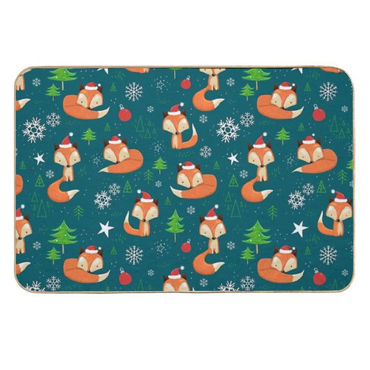 Winter Fox Christmas Holiday  Absorbent Bath Mat
