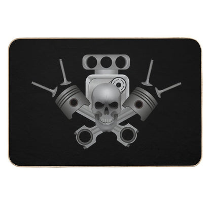 Supercharge Engine Piston with Skul  Absorbent Bath Mat