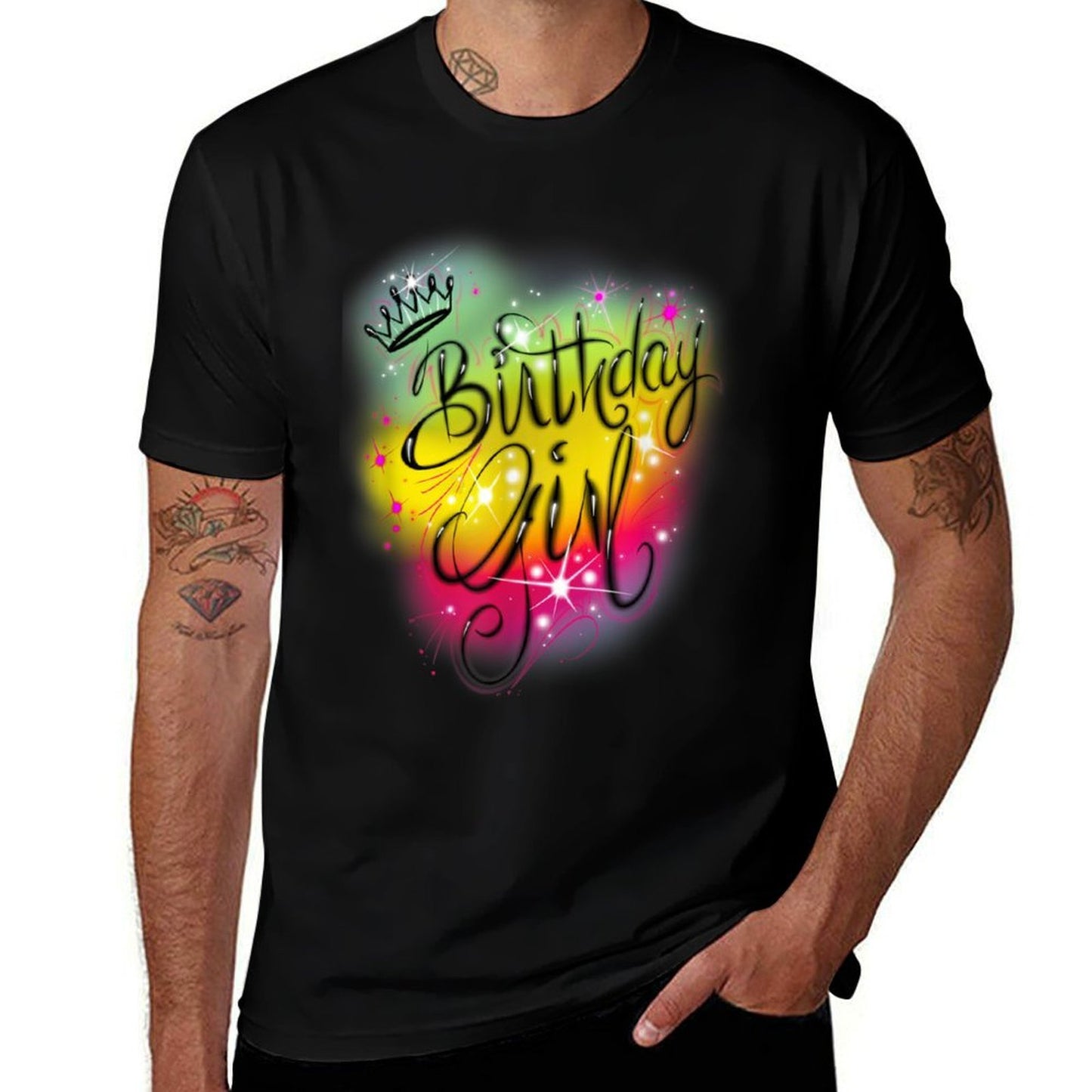 Cute Girls Birthday Party Birthday Airbrush Graffiti Retro  Moisture-wicking T-Shirt