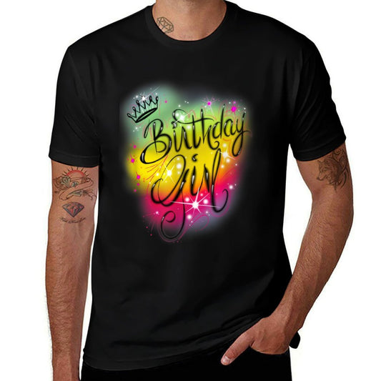 Cute Girls Birthday Party Birthday Airbrush Graffiti Retro  Moisture-wicking T-Shirt