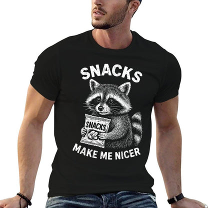 Snacks Make Me Nicer Raccoon Animal Funny Saying Humor Meme  Affordable Price T-Shirt