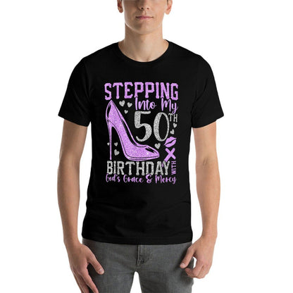 High Heels Stepping Into My 50th Birthday 50 And Fabulous  Moisture-wicking T-Shirt