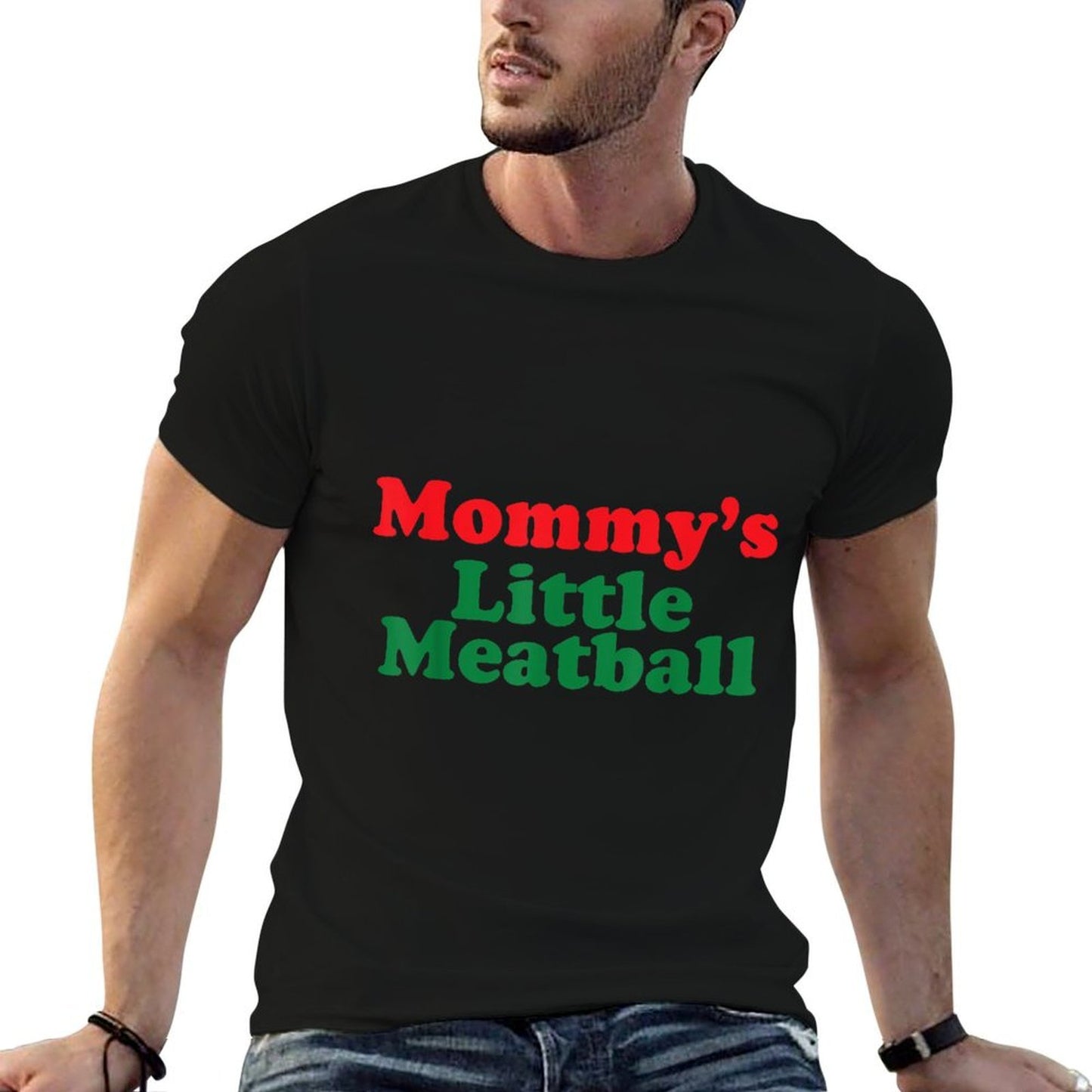 Mommy's Little Meatball Italian Funny  Heathered Texture T-Shirt