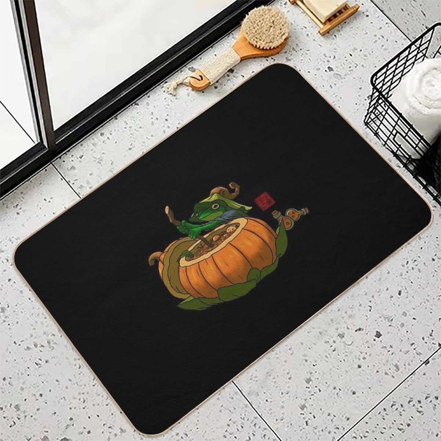 Halloween Potion Maker Witchy Frog No Text  Non-Slip Bath Mat