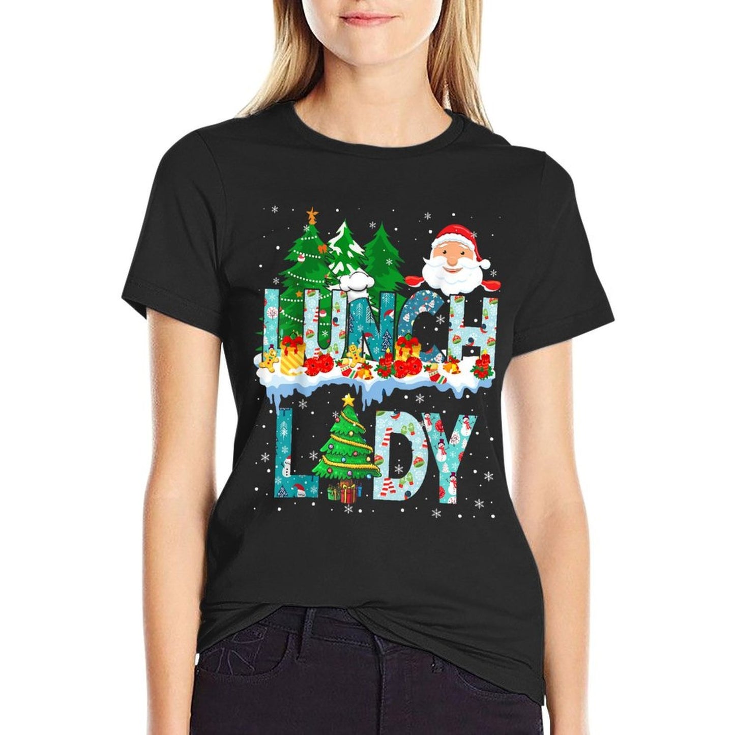 Lunch Lady Christmas Tree Santa Matching Xmas Lunch Lady  Moisture-wicking T-Shirt