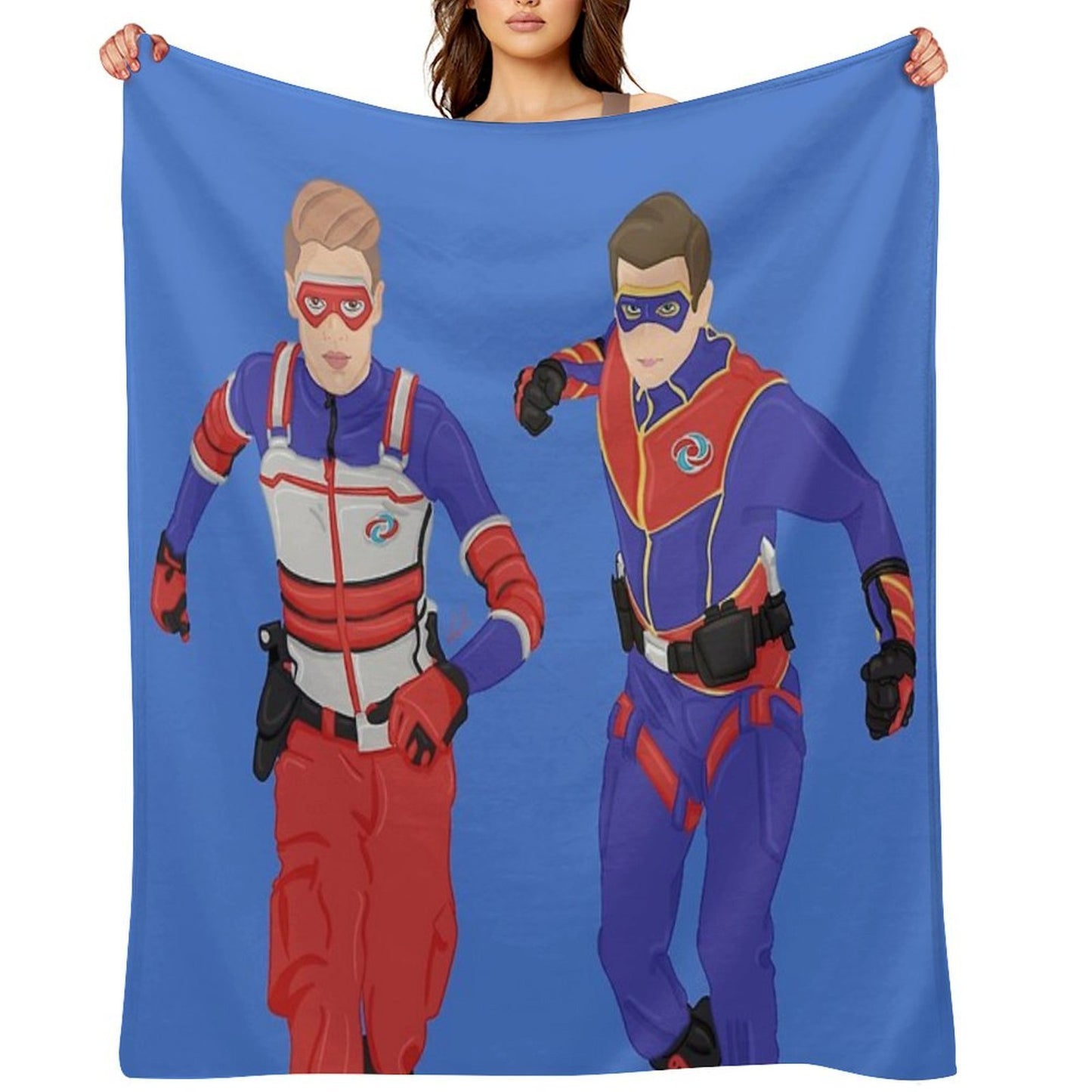 Captain Man And Kid Danger - Heroic Digital Eco-conscious Throw Blanket