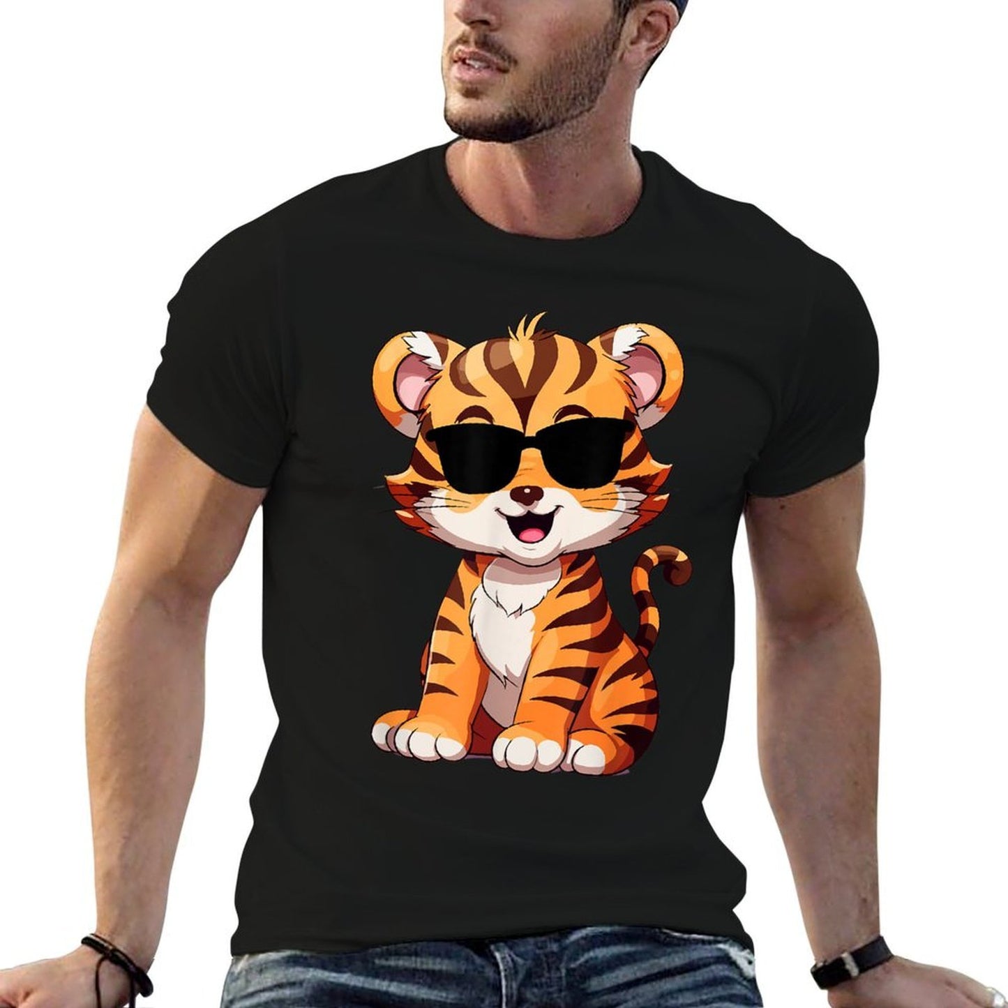 Tiger Tshirt Spirit Tiger Cub Face Wild Animal Colorful 80s  Versatile T-Shirt