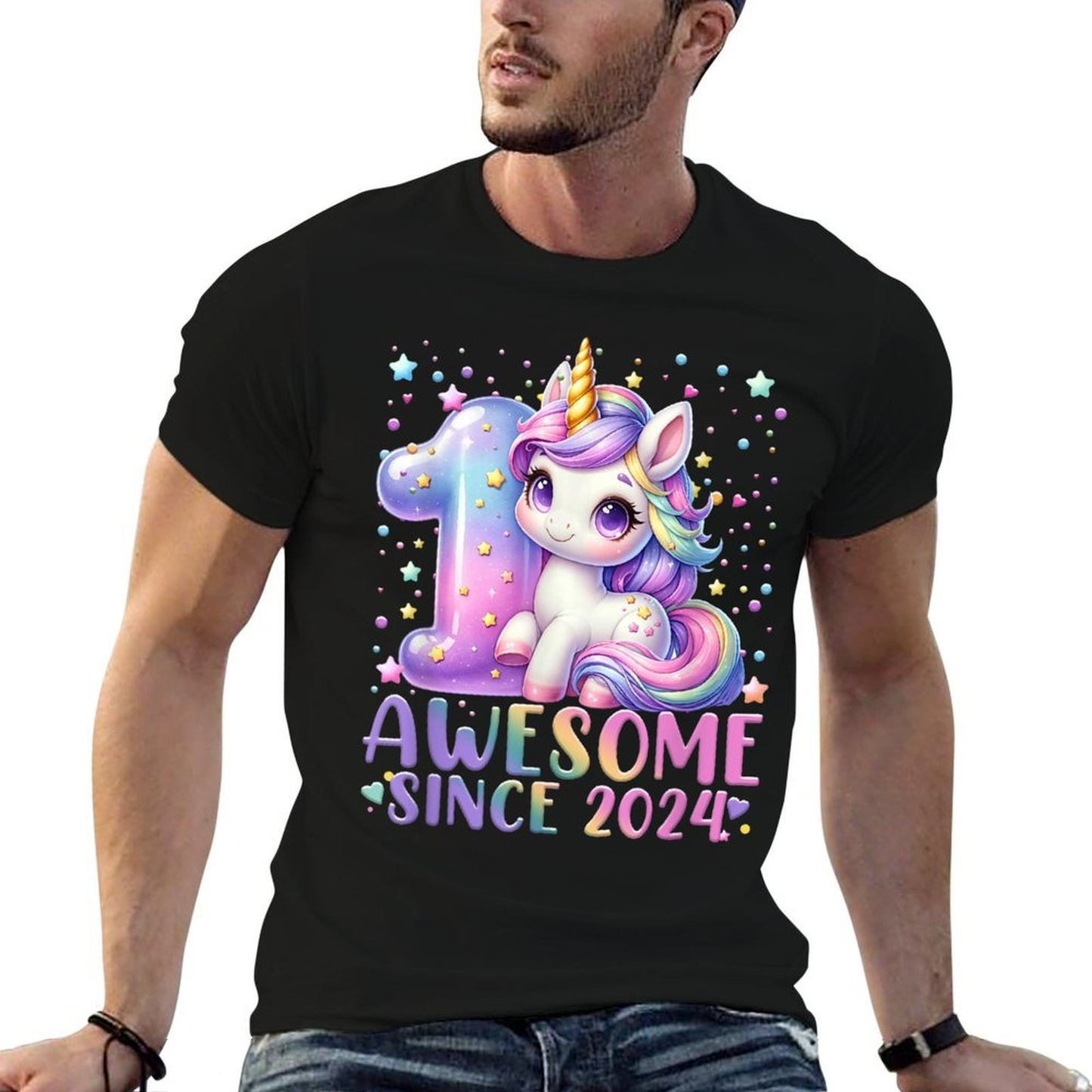 1 Year Old Unicorn Gifts For Girls 1st Birthday Girl Party  Soft T-Shirt