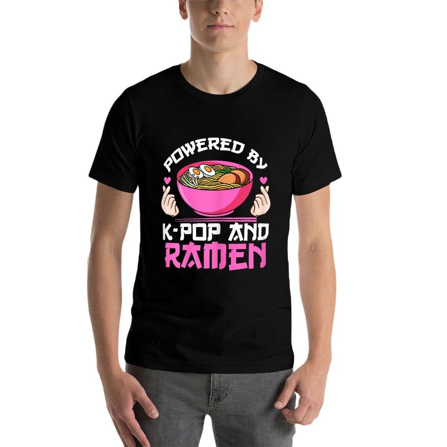 Powered by K-pop And Ramen Kpop Merchandise Gift  Slim-fit Cut T-Shirt