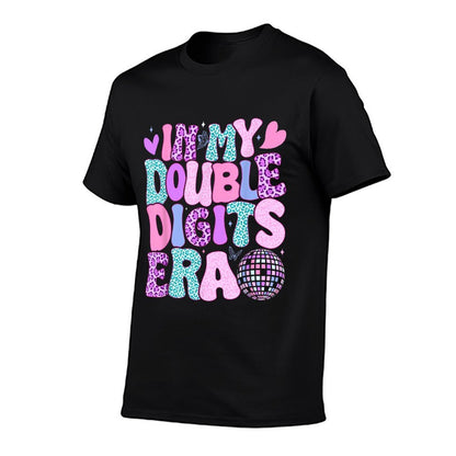 In My Double Digits Era Retro 10 Year Old 10th Birthday Girl  Rolled Sleeves T-Shirt