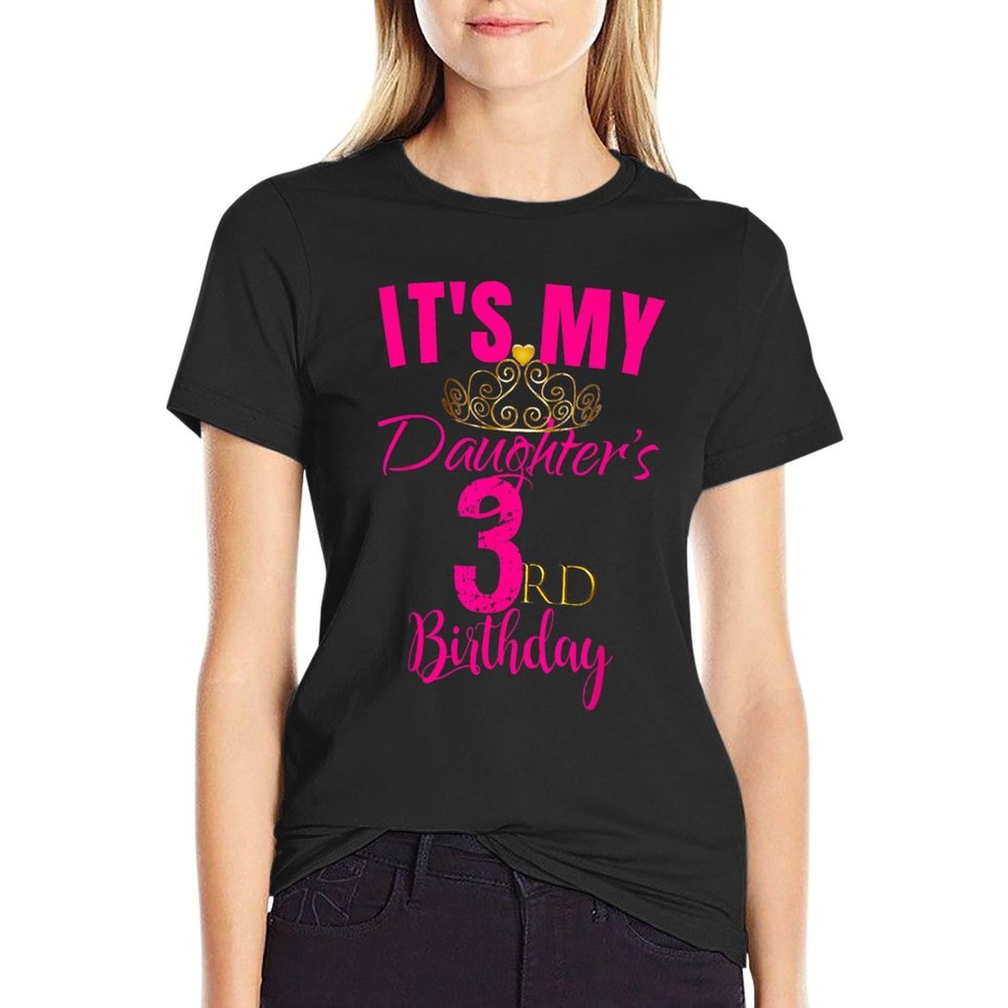Cute It's My Daughter's 3rd Birthday Party Outfit Gift  Easy-care T-Shirt