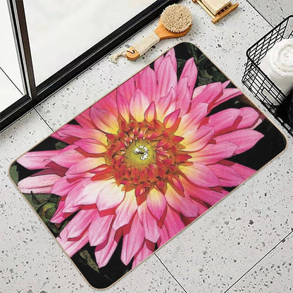 Pretty in Pink Blooming Flower Water Color  Long-Lasting Bath Mat