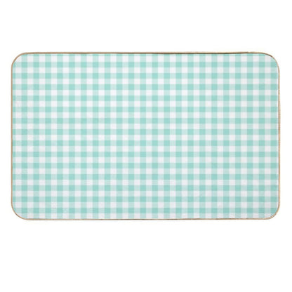 Aqua Gingham Checkered Pattern Design  High-Traffic Bath Mat