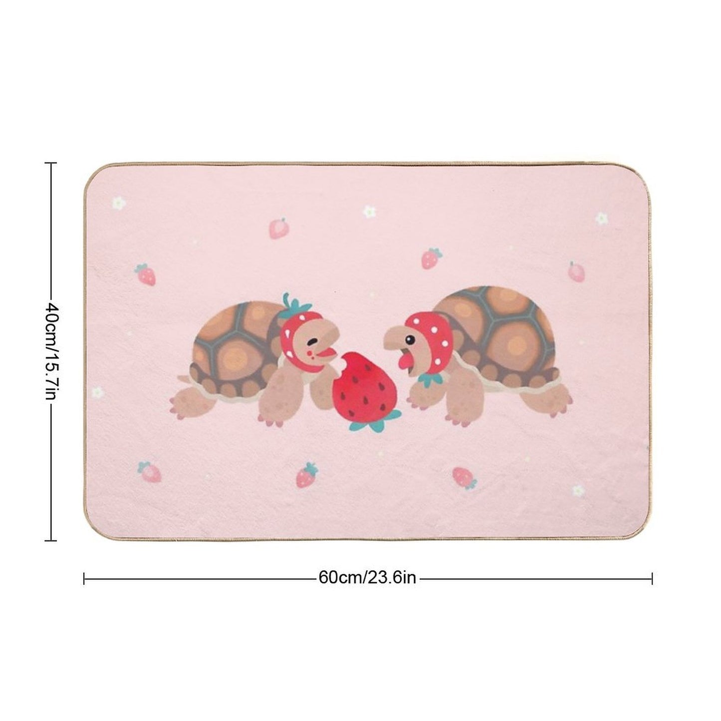 Tortoises Love Strawberries  Slip-Resistant Bath Mat