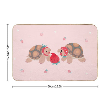 Tortoises Love Strawberries  Slip-Resistant Bath Mat
